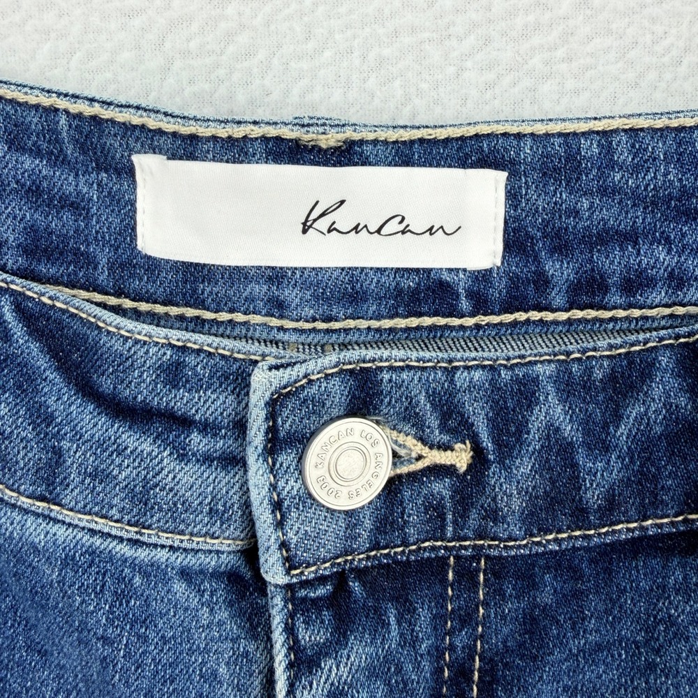 KanCan High Rise Straight Leg Cuffed Hem Distressed Jeans Women 10 Baggy NEW - Picture 5 of 9